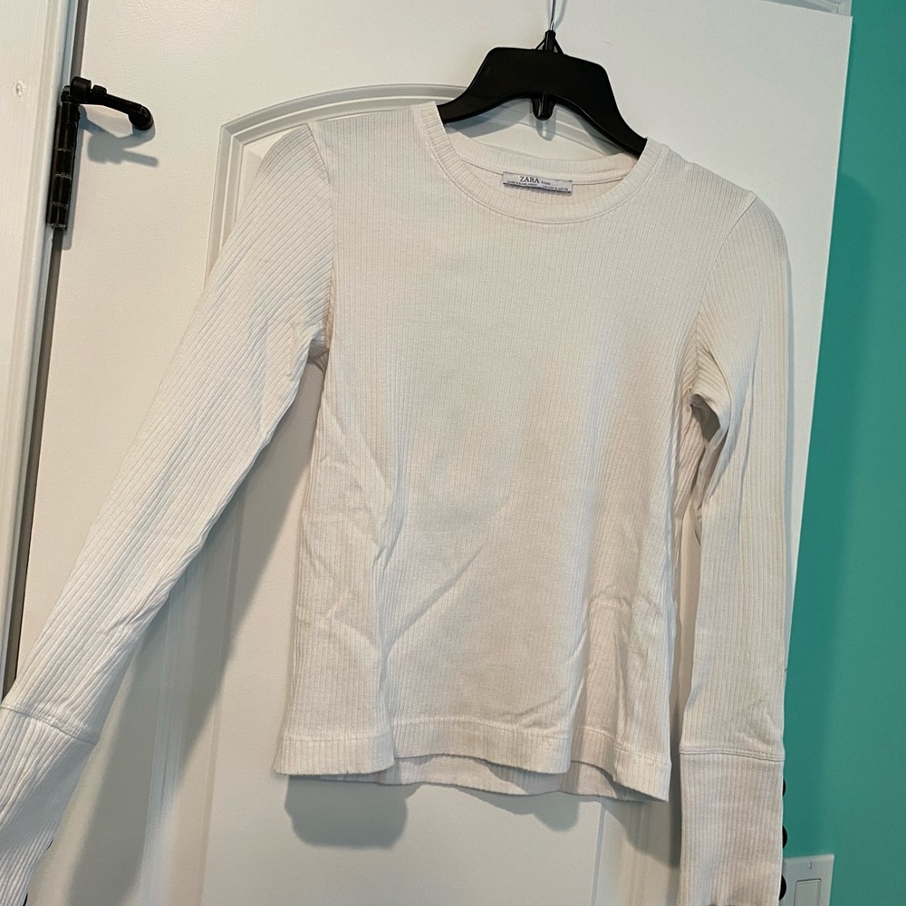 Zara White Ribbed Tshirt